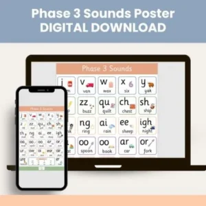 Phase 3 Phonics Sounds Poster - DIGITAL DOWNLOAD (4 years+)