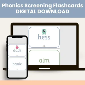 Phonics Screening Flashcards - DIGITAL DOWNLOAD (5 years+)